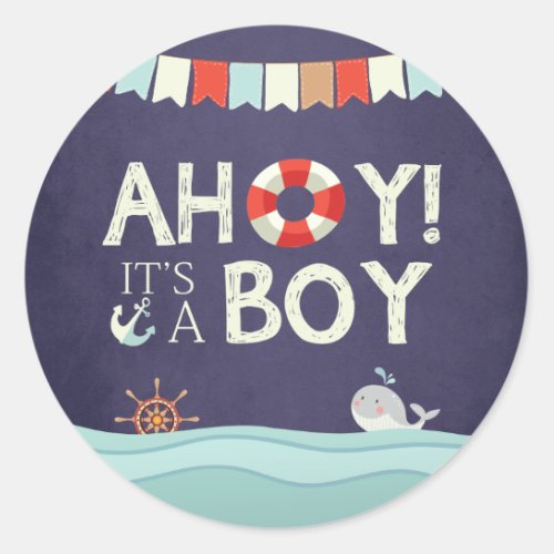 Ahoy Its A Boy Envelope seal sticker Nautical