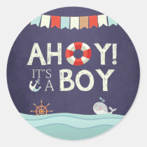 Ahoy It's A Boy Envelope seal sticker Nautical