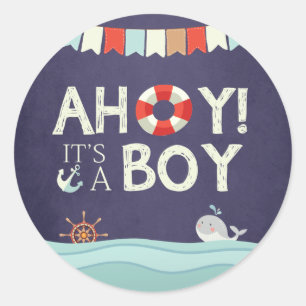 Ahoy It's A Boy Envelope seal sticker Nautical