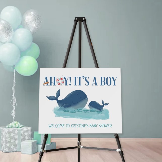 Ahoy It's a Boy! Happy Whale Welcome Foam Board (Creator Uploaded)