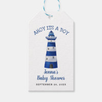 Ahoy Its A Boy Lighthouse | Nautical Baby Shower Gift Tags