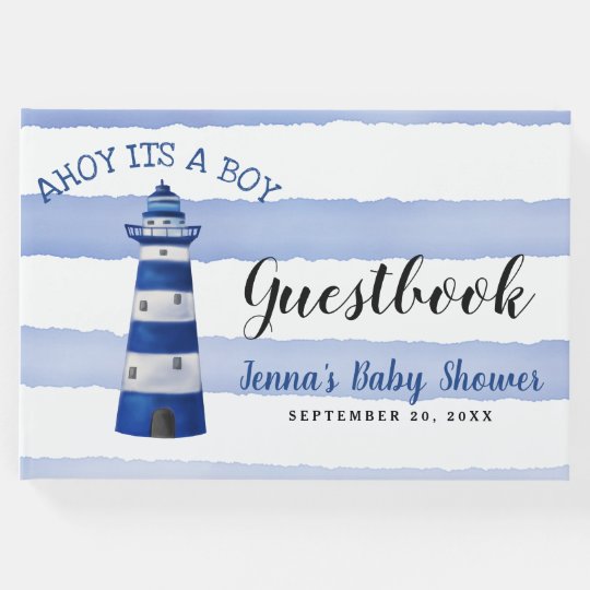 Ahoy Its A Boy Lighthouse Nautical Baby Shower Guest Book