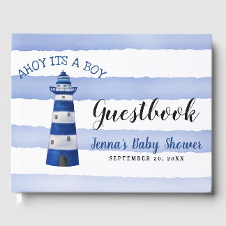 Ahoy Its A Boy Lighthouse | Nautical Baby Shower Guest Book