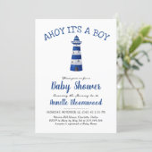 Ahoy Its A Boy Lighthouse | Nautical Baby Shower Invitation (Standing Front)