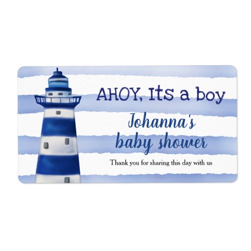 Ahoy Its A Boy Lighthouse  Nautical Baby Shower Label