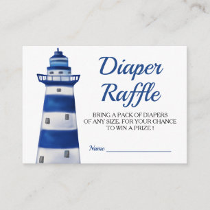 Ahoy Its A Boy Lighthouse Nautical Diaper Raffle Enclosure Card