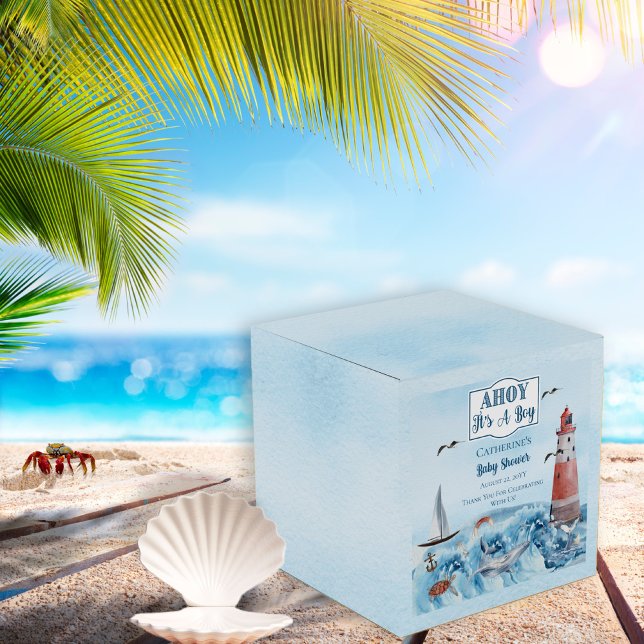 Ahoy It's A Boy Lighthouse Ocean Baby Shower  Favor Boxes (Creator Uploaded)