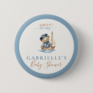 Ahoy it's a Boy! Minimalist Nautical Baby Shower Button
