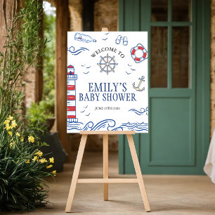 Ahoy It's a Boy Nautical 16x20 Welcome Sign
