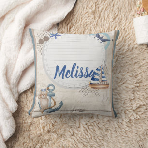 Ahoy It's A Boy Nautical Adventure Awaits Throw Pillow