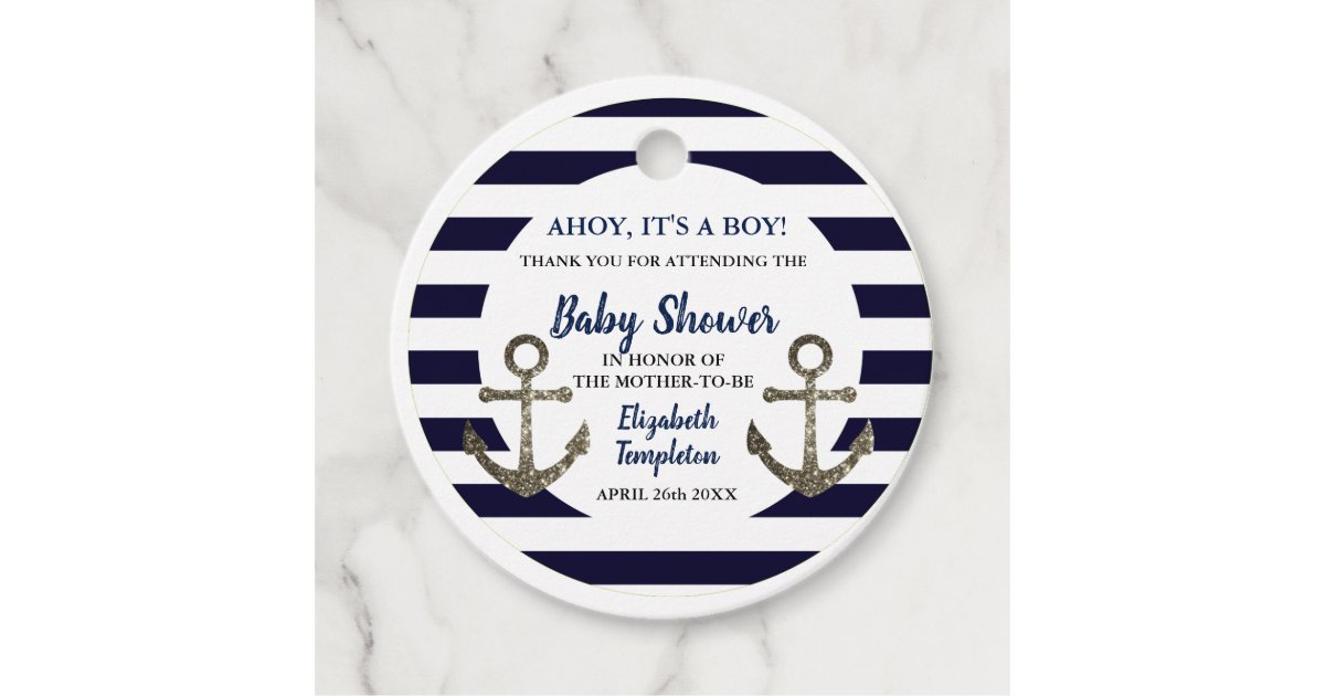 Ahoy It S A Boy Nautical Anchor Blue Baby Shower Favor Tags