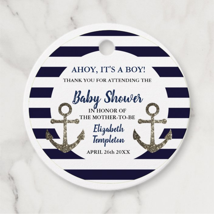 Ahoy It S A Boy Nautical Anchor Blue Baby Shower Favor Tags
