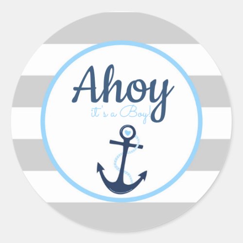 Ahoy its a Boy Nautical Anchor Favor Tag Sticker