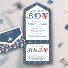 Ahoy It's A Boy Nautical Baby Shower All In One Invitation at Zazzle