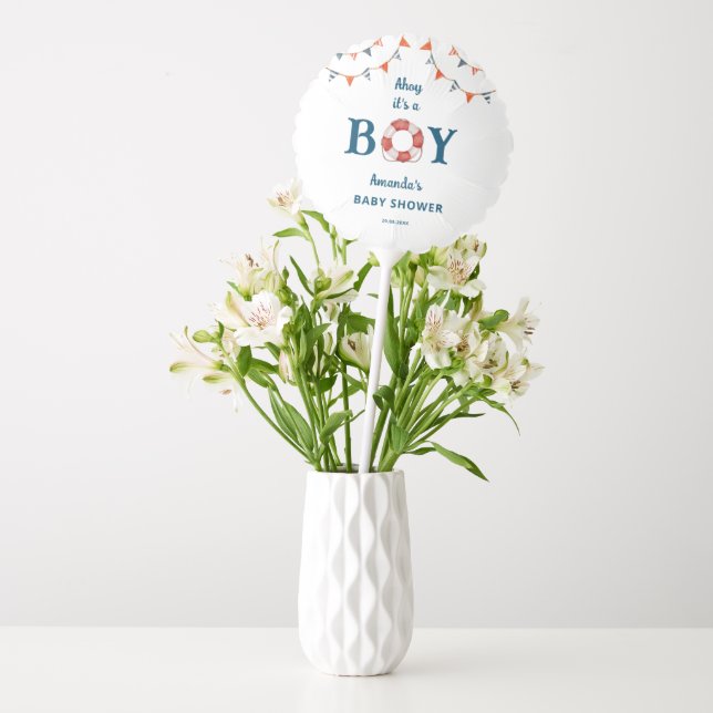 Ahoy It's a Boy Nautical Baby Shower Balloon (Vase)