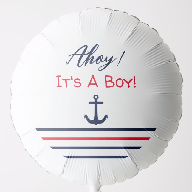 Ahoy It's A Boy! Nautical Baby Shower Balloon (Front)