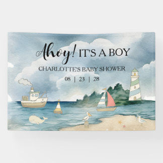 Ahoy it's a Boy Nautical Baby Shower Banner