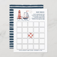 Ahoy It's A Boy Nautical Baby Shower Bingo Invitation