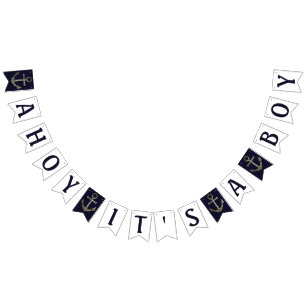 Ahoy It's a Boy Nautical Baby Shower Bunting Flags