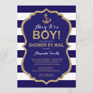 Ahoy it's a Boy! Nautical Baby Shower by mail Invitation