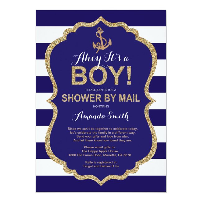 Ahoy it's a Boy! Nautical Baby Shower by mail Invitation