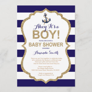 Ahoy it's a Boy! Nautical Baby Shower by mail Invitation
