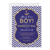 Ahoy it's a Boy! Nautical Baby Shower by mail Invitation