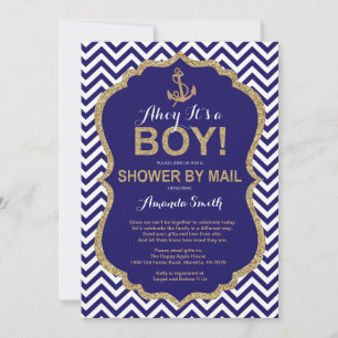 Ahoy it's a Boy! Nautical Baby Shower by mail Invitation