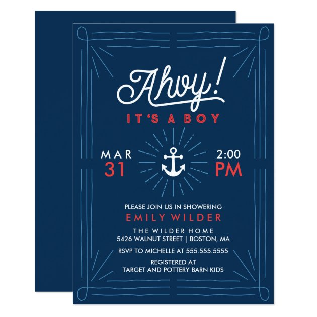 Ahoy It's A Boy | Nautical Baby Shower Invitation