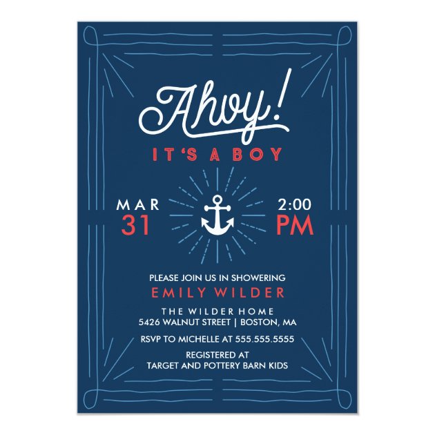 Ahoy It's A Boy | Nautical Baby Shower Invitation
