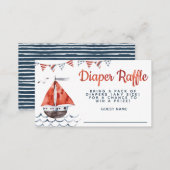 Ahoy It's A Boy Nautical Baby Shower Diaper Raffle Enclosure Card (Front/Back)