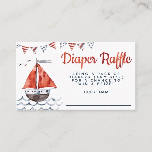 Ahoy Its A Boy Nautical Baby Shower Diaper Raffle Enclosure Card