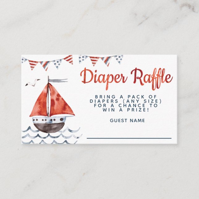Ahoy It's A Boy Nautical Baby Shower Diaper Raffle Enclosure Card (Front)