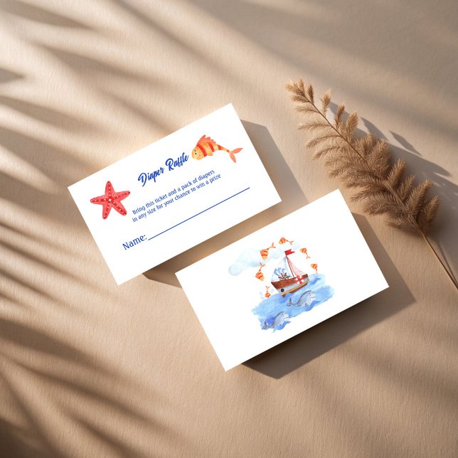 Ahoy it's a boy nautical baby shower diaper raffle enclosure card (Ahoy it's a boy nautical baby shower diaper raffle enclosure card)