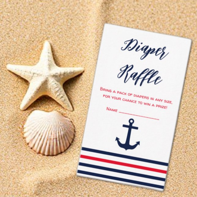 Ahoy It's A Boy Nautical Baby Shower Diaper Raffle Enclosure Card (Creator Uploaded)