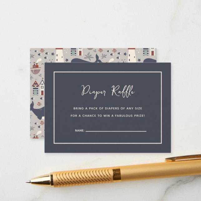 Ahoy It's a Boy Nautical Baby Shower  Enclosure Card (Front/Back In Situ)