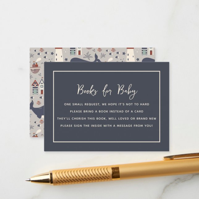 Ahoy It's a Boy Nautical Baby Shower  Enclosure Card (Front/Back In Situ)