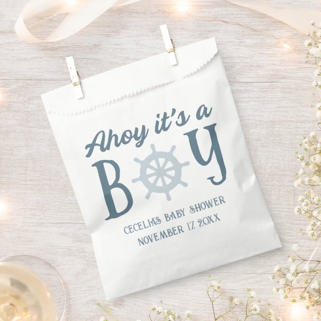 Ahoy It's A Boy Nautical Baby Shower Favor Bag (Clipped)