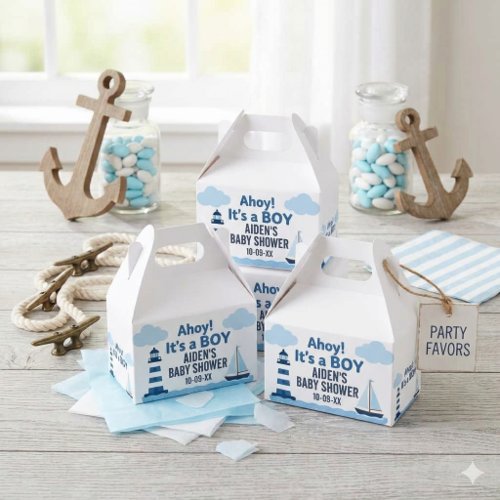 Ahoy It's a Boy Nautical Baby Shower Favor Box