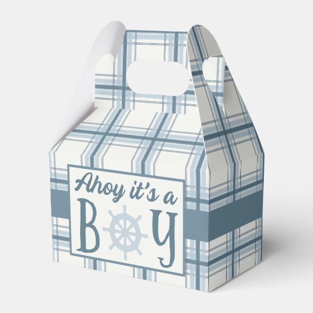 Ahoy It's A Boy Nautical Baby Shower Favor Boxes (Front Side)
