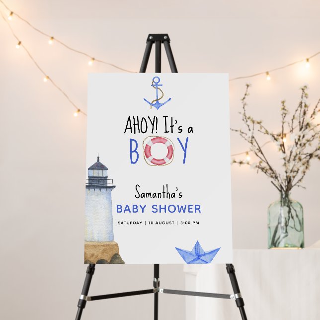 Ahoy It's A Boy! Nautical Baby Shower Foam Board (In Situ (Stand))