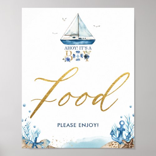 Ahoy Its a Boy Nautical Baby Shower Food Sign