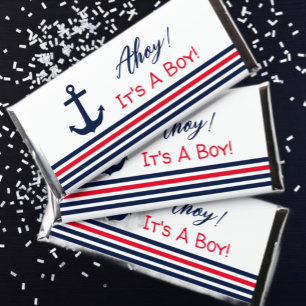 Ahoy It's A Boy! Nautical Baby Shower Hershey Bar Favors