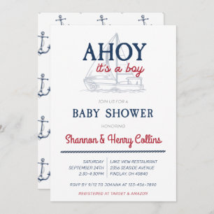 Ahoy It's a Boy Nautical Baby Shower Invitation