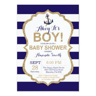 Ahoy it's a Boy! Nautical Baby Shower Invitation