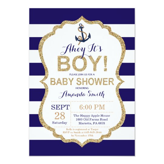 Ahoy It S A Boy Nautical Baby Shower Invitation Zazzle Com