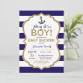 Ahoy it's a Boy! Nautical Baby Shower Invitation (Standing Front)
