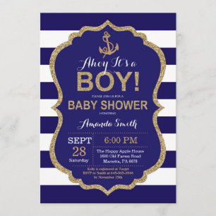 Ahoy it's a Boy! Nautical Baby Shower Invitation