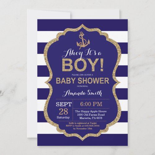 Ahoy its a Boy Nautical Baby Shower Invitation