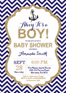 Ahoy Its A Boy Invitations Zazzle Ahoy It S A Boy Nautical Baby Shower Invitation